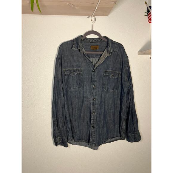 St.‎ Johns Bay Mens Jean Shirt Button Up Blue - Picture 1 of 2